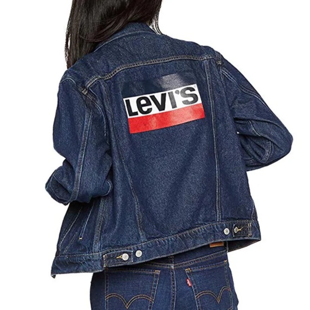 Levi’s Ex-Boyfriend Trucker Jacket S Oversized Denim Large Back Logo